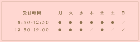 診療時間テーブル